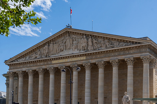 Paris, France, July 2023: L'Assemblée Nationale, part of the French Parliament