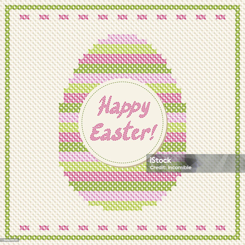 Happy Easter broderie Point de croix Carte de voeux et d'anniversaire. - clipart vectoriel de Avril libre de droits