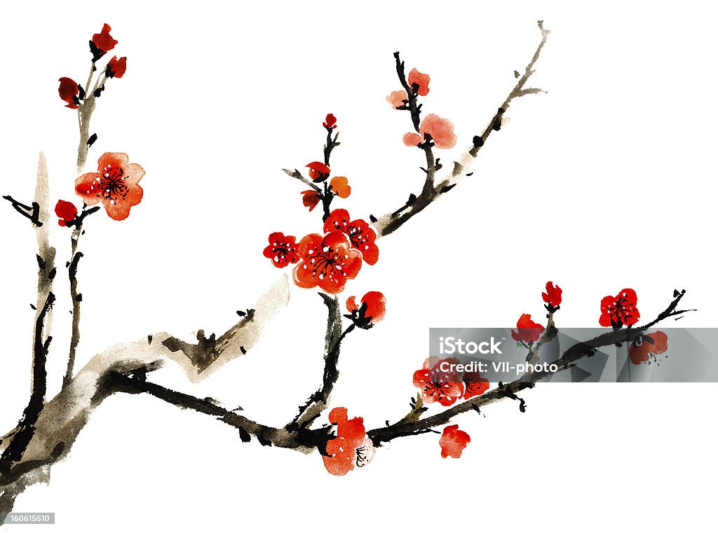 Fiore di prugno - Illustrazione stock royalty-free di Giappone