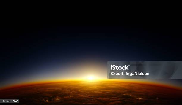 Orbit Pôr Do Sol - Fotografias de stock e mais imagens de Planeta Terra - Planeta Terra, Linha do horizonte sobre terra, Espaço exterior