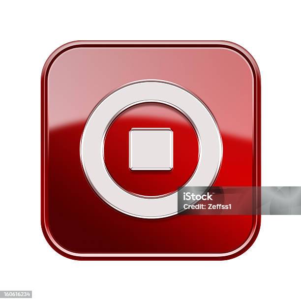 Icône Brillant Arrêt Rouge Isolé Sur Fond Blanc Vecteurs libres de droits et plus d'images vectorielles de Baladeur MP3 - Baladeur MP3, Blanc, Brillant