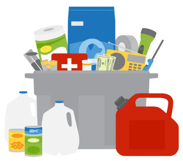 Vector illustration of Emergency supplies bin