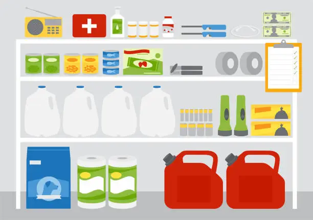 Vector illustration of Emergency supplies shelving