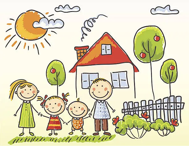 Vector illustration of Family and House