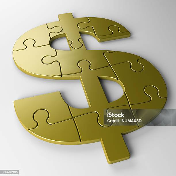 Dólar Puzzle Com Traçado De Recorte - Fotografias de stock e mais imagens de Quebra-cabeças - Quebra-cabeças, Puzzle, Símbolo do Dólar