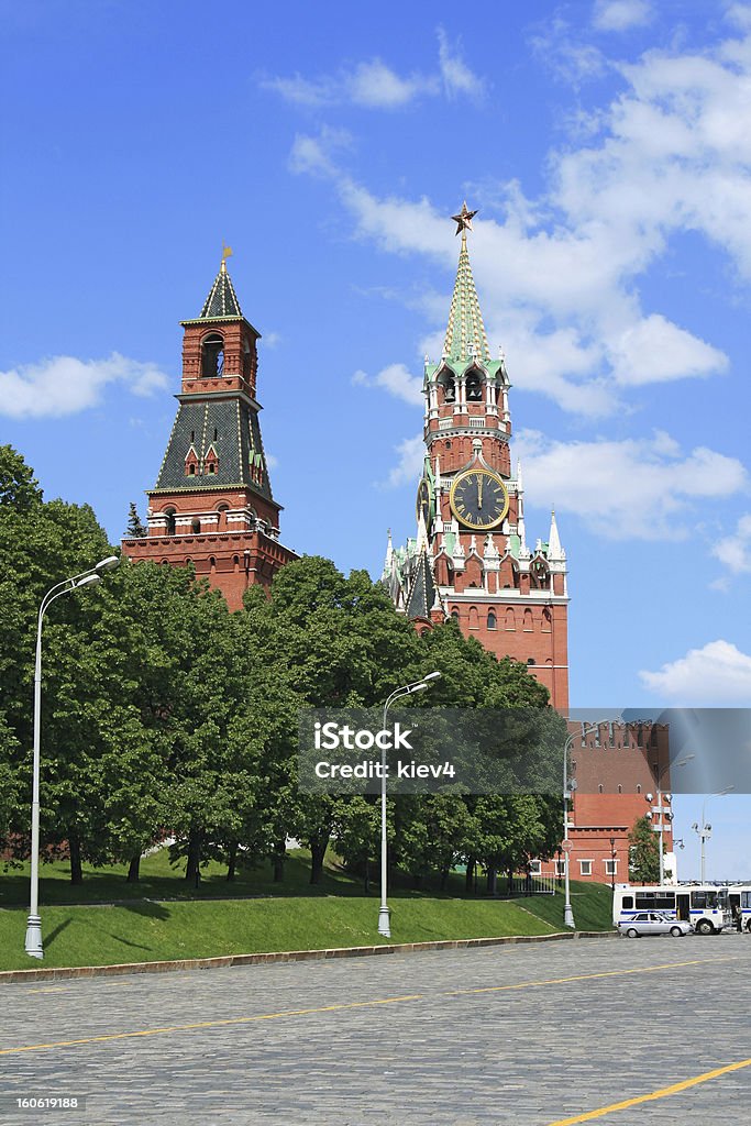 붉은 광장 및 시계탑 정오 - 로열티 프리 0명 스톡 사진