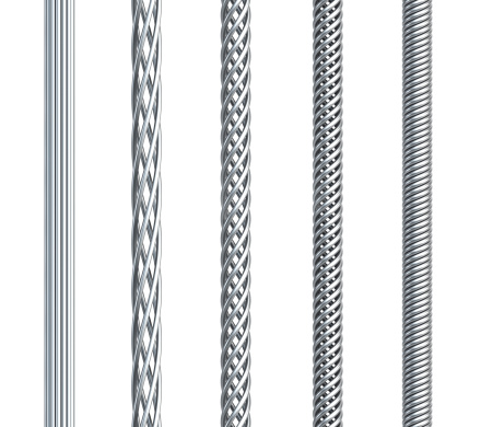 set of seamless steel cable, isolated 3d render