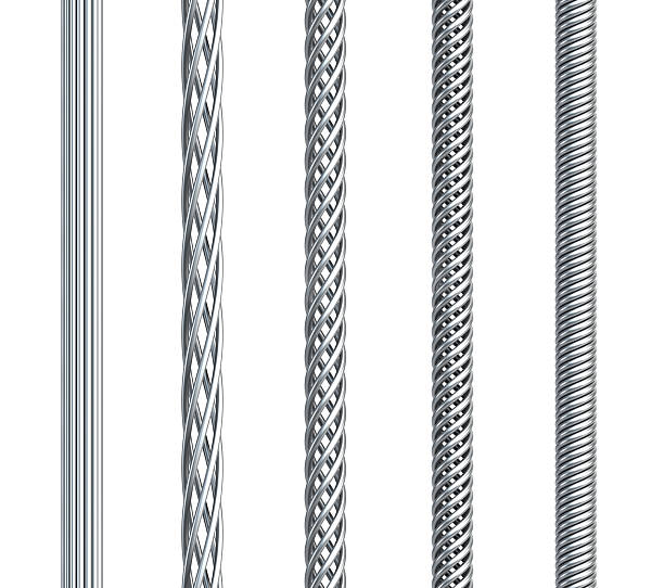 set of seamless steel cable stock photo