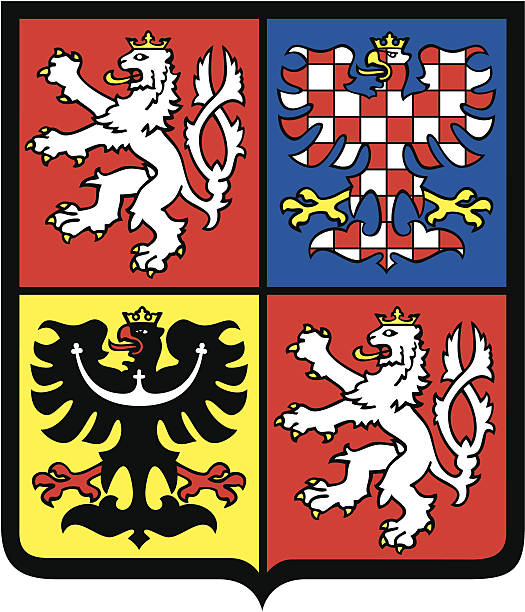 Czech republic coat of arms Czech republic coat of arms. czech lion stock illustrations