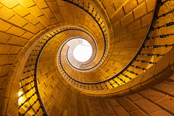 Photographed from the bottom, daylight can be seen at the top of this spiral 88-foot-deep well. This was never used as a well and, in fact, was never built to serve as a water resource at all. It was actually built for secret ceremonial purposes. The Quinta da Regaleira is an extravagant 19th century gothic mansion that is surrounded with elaborate gardens filled with decorative fortifications, mystic religious symbols and a series of secrete passages and caves.