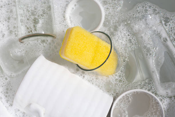 istock Washing used drinking glasses and cups 1606219180