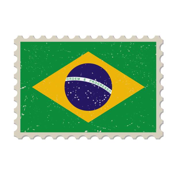 istock Brazil grunge postage stamp. Vintage postcard vector illustration with Brazilian national flag isolated on white background. Retro style. 1606240873