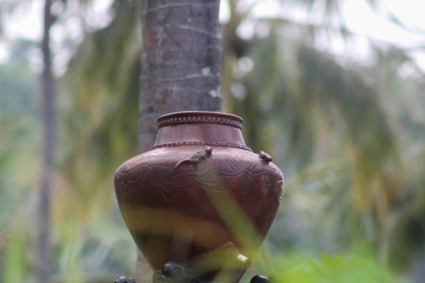 selective focus, a pottery craft called a jug, a container used by Indonesians in ancient times to store clean water.