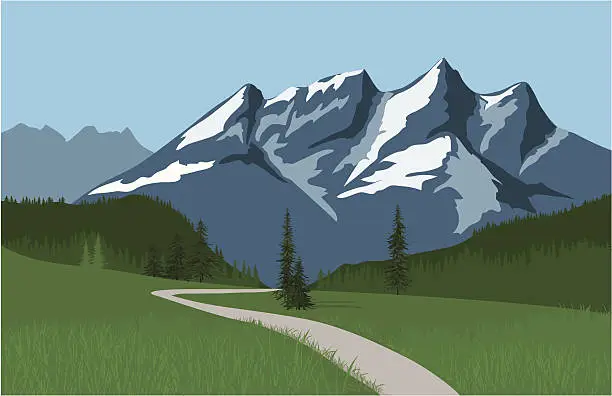 Vector illustration of Alpine Mountain Meadow