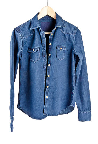 istock Women's Blue Denim Shirt on a Hanger 160629618
