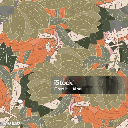 istock Abstract colorful messy doodle flower seamless pattern. Fantasy floral background 1606318152