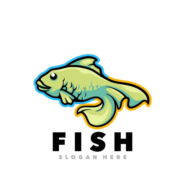 Vector illustration of Fish mascot funny