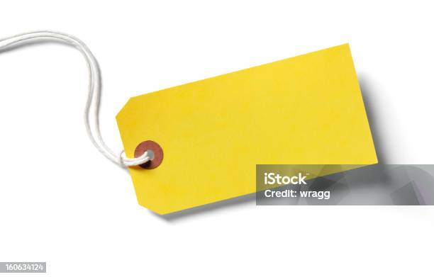 Yellow Paper Label With Shadow On White Stock Photo - Download Image Now - Price Tag, Yellow, Label