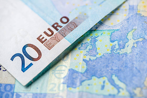 moeda européia - nota de vinte euros - fotografias e filmes do acervo