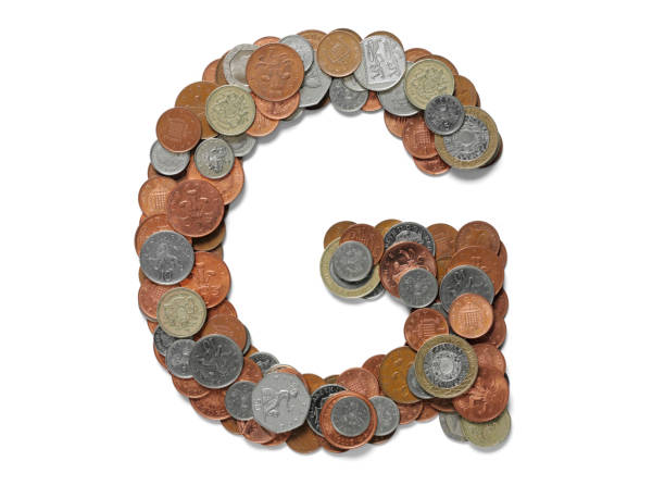 알파벳 g 브리티시 통화표시가 - twenty pence coin 뉴스 사진 이미지