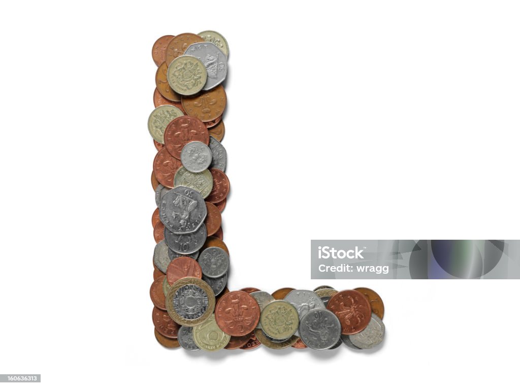 Lettera L in sterline inglesi (2 - Foto stock royalty-free di 1 centesimo britannico