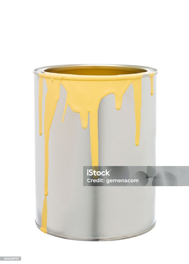 Paint Can with Yellow spill Paint Can with Yellow spill isolated on white background Paint Can Stock Photo