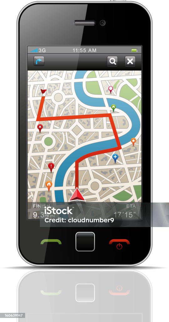 Handy mit Navigation. - Lizenzfrei Daten Vektorgrafik