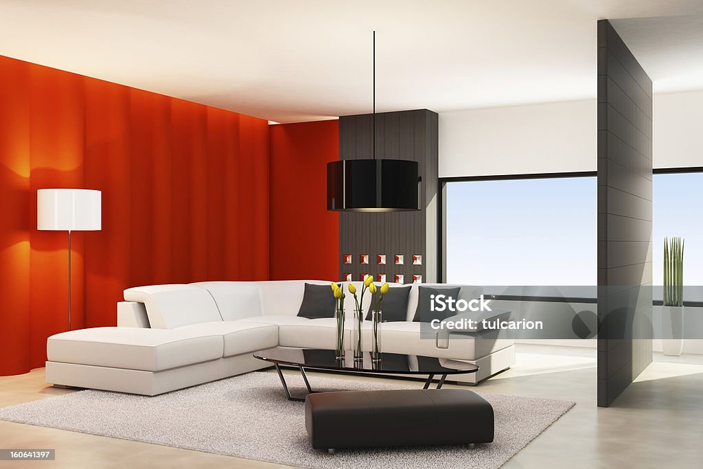 Interior de luxo, o Tangerine Tango - Foto de stock de Apartamento royalty-free