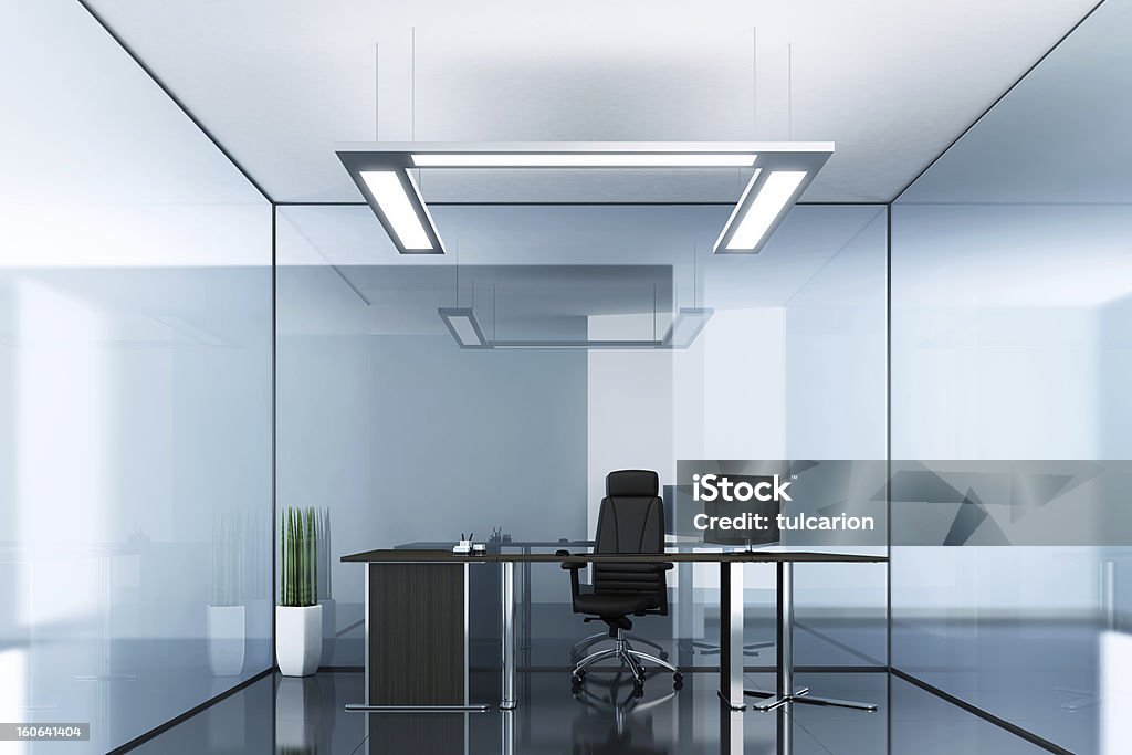 ブルーのガラスのオフィス - オフィスのロイヤリティフリーストックフォト