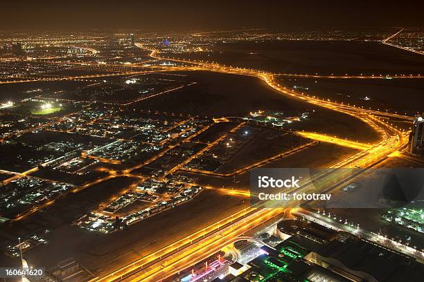 Aerial View Of Dubai Residential District Stock Photo - Download Image Now - Directly Above, Street Light, Aerial View