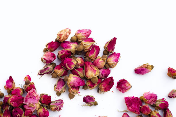 istock Dried roses for tea on white background. 1606422143