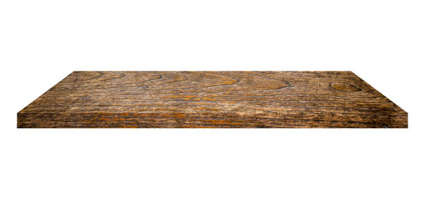 istock Wooden shelf on isolated white background with space 1606433996
