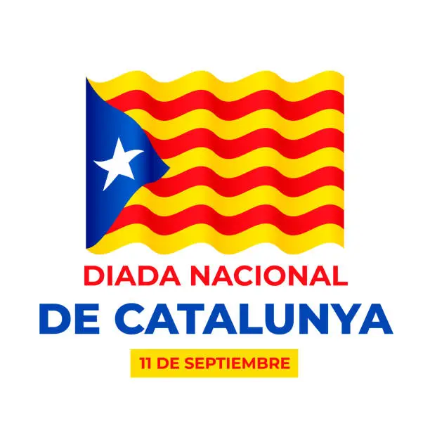 Vector illustration of Catalonia National Day typography poster in Spanish. Holiday on September 11. Vector template for banner, greeting card, flyer, etc.