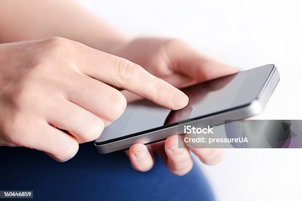 Girl With Mobile Smart Phone Stock Photo - Download Image Now - Adult, Communication, Connection