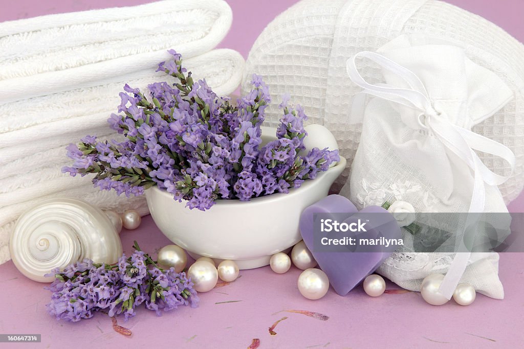 Erba di lavanda accessori - Foto stock royalty-free di Asciugamano