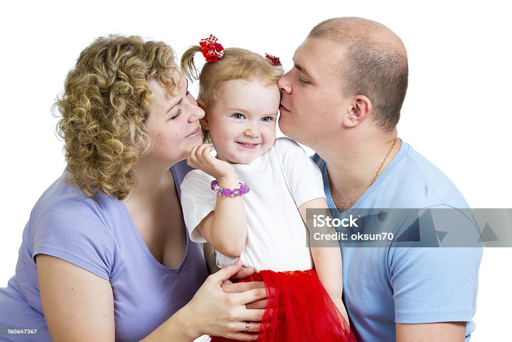 Happy family over white background Adult Stock Photo