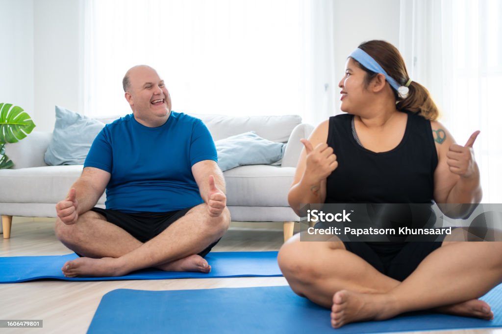 Transceds Photo Example Love In Motion Chubby Couples Inspiring Home Workout Diversity Stock ...