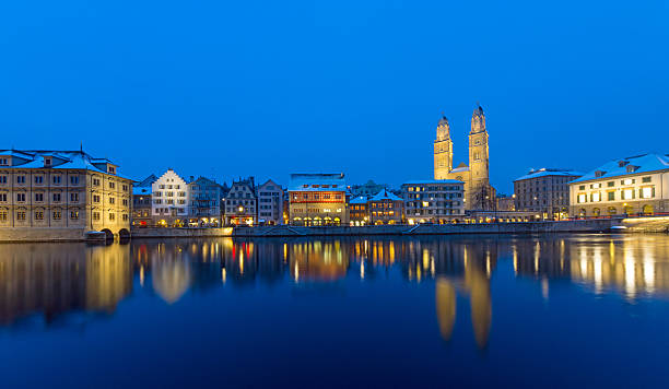 istock Zurich and Limmat river at night 160648014