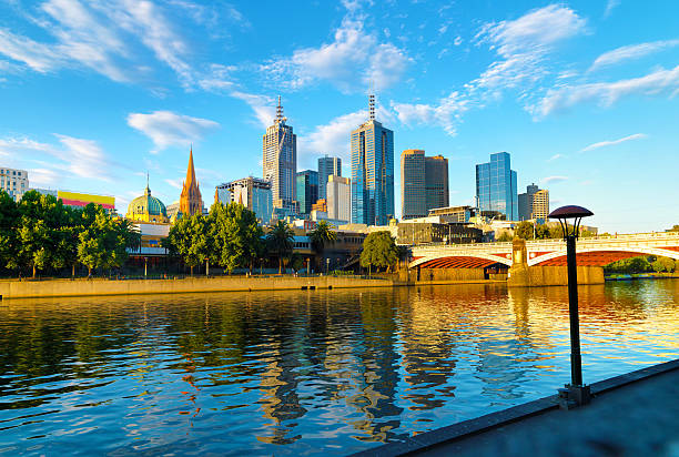 istock A skyline image of Melbourne with bright blue sky 160649585