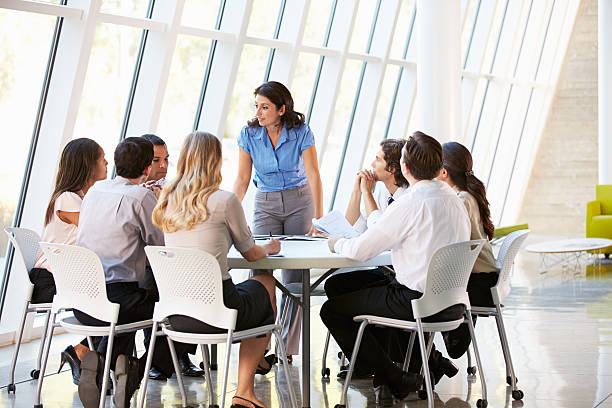 istock Business people in a modern office board meeting 160650309