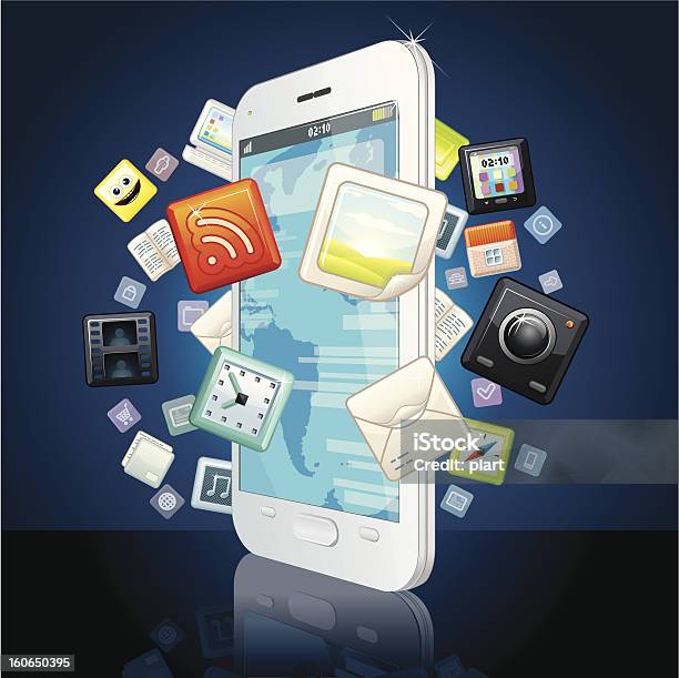 Smartphone And Media Icons Cloud Stock Illustration - Download Image Now - Activity, Camera - Photographic Equipment, Cloud Computing