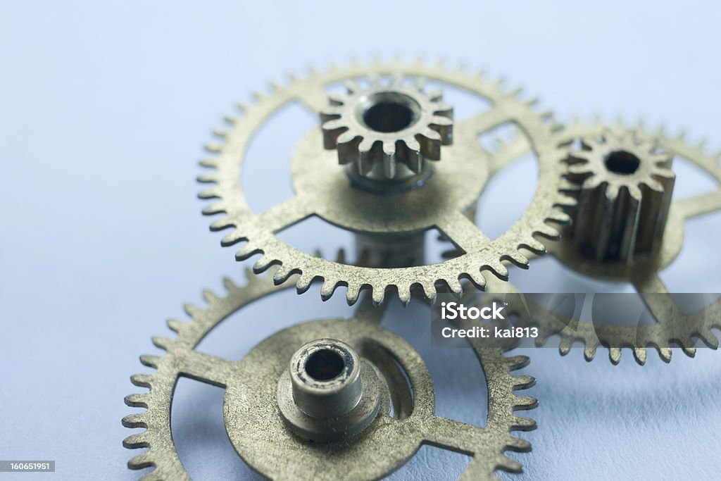 gold gears mecánica en primer plano - Foto de stock de Conceptos libre de derechos