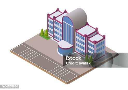 istock Isometric office or hotel building. 1606555880