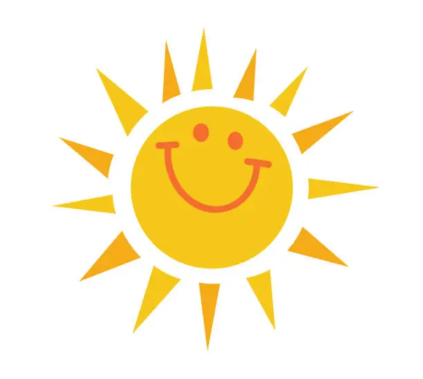 Vector illustration of Sun emoticon design