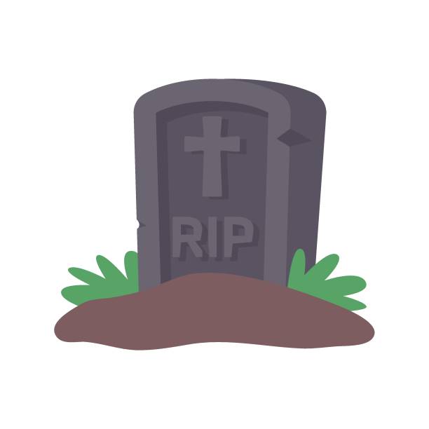 ilustrações de stock, clip art, desenhos animados e ícones de ghost graves. stones carved names of dead people on rocks with crosses in spooky cemetery. - celtic cross celtic culture tombstone death