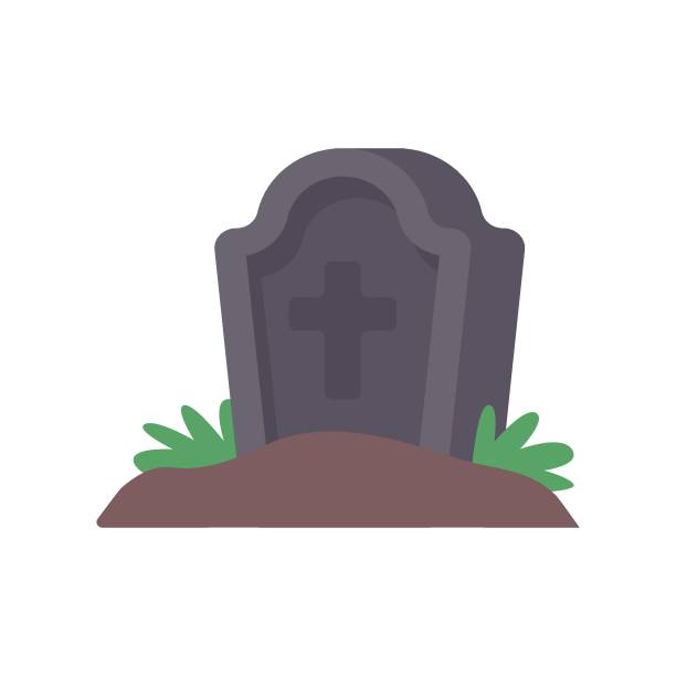 ilustrações de stock, clip art, desenhos animados e ícones de ghost graves. stones carved names of dead people on rocks with crosses in spooky cemetery. - celtic cross celtic culture tombstone death