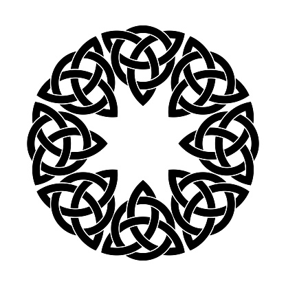Black Norse symbols isolated on black background. Viking mythology and Scandinavian runes signs pattern