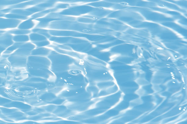 istock Blue water with ripples on the surface. Defocus blurred transparent blue colored clear calm water surface texture with splashes and bubbles. Water waves with shining pattern texture background. 1606650856