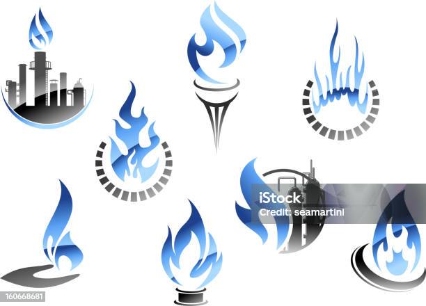 Simboli Di Industria Gas E Petrolio - Immagini vettoriali stock e altre immagini di Fiamma - Fiamma, Gas, Benzina