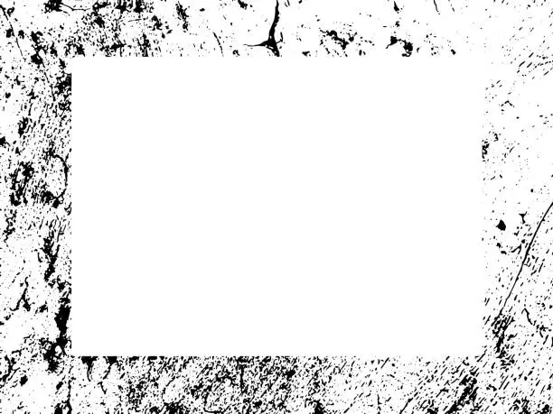 Vector illustration of Grunge frame and border. Black and white grunge. Distress overlay texture. Dust and rough dirty wall background. Distress illustration simply place over object to create grunge effect. Vector EPS10.